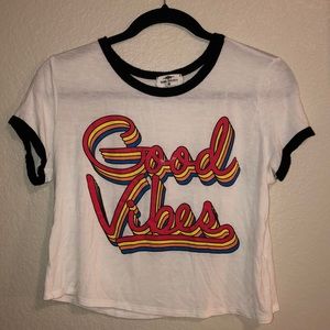 rebel society good vibes cropped tee